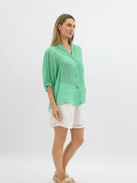 Aurora Linen Shirt - Spring Green - Girl Next Door Fashion