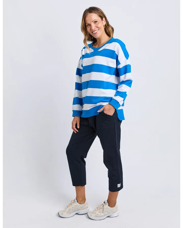 Billie Block Stripe Sweater / Royal Blue & White