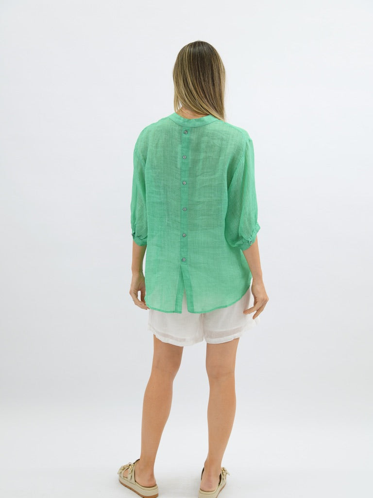 Aurora Linen Shirt - Spring Green - Girl Next Door Fashion