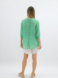 Aurora Linen Shirt - Spring Green - Girl Next Door Fashion