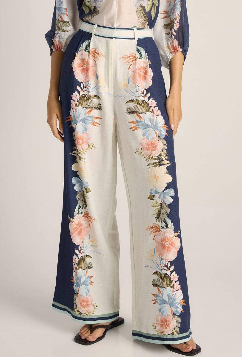 Solara Placement Print Pant / Navy Print