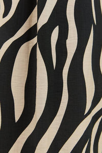 Cyprus Black Cream Safari LS Shirt Midi Dress