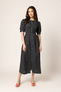 Muse Dress / Black White Cotton Spot