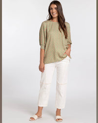 Finley Top - Green & Pink Print
