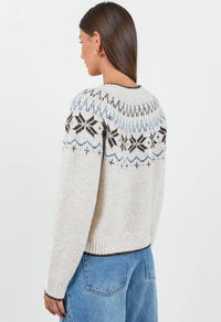 Shetland Oat Marle Fairisle Detail Cardigan / Oat Marle