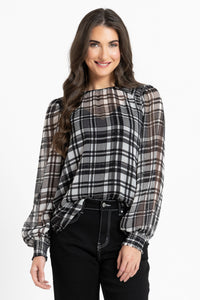 Honey Combe Blouse / Black Lurex Check