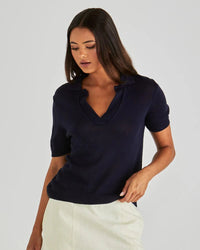 Abbie Knit Polo / Navy