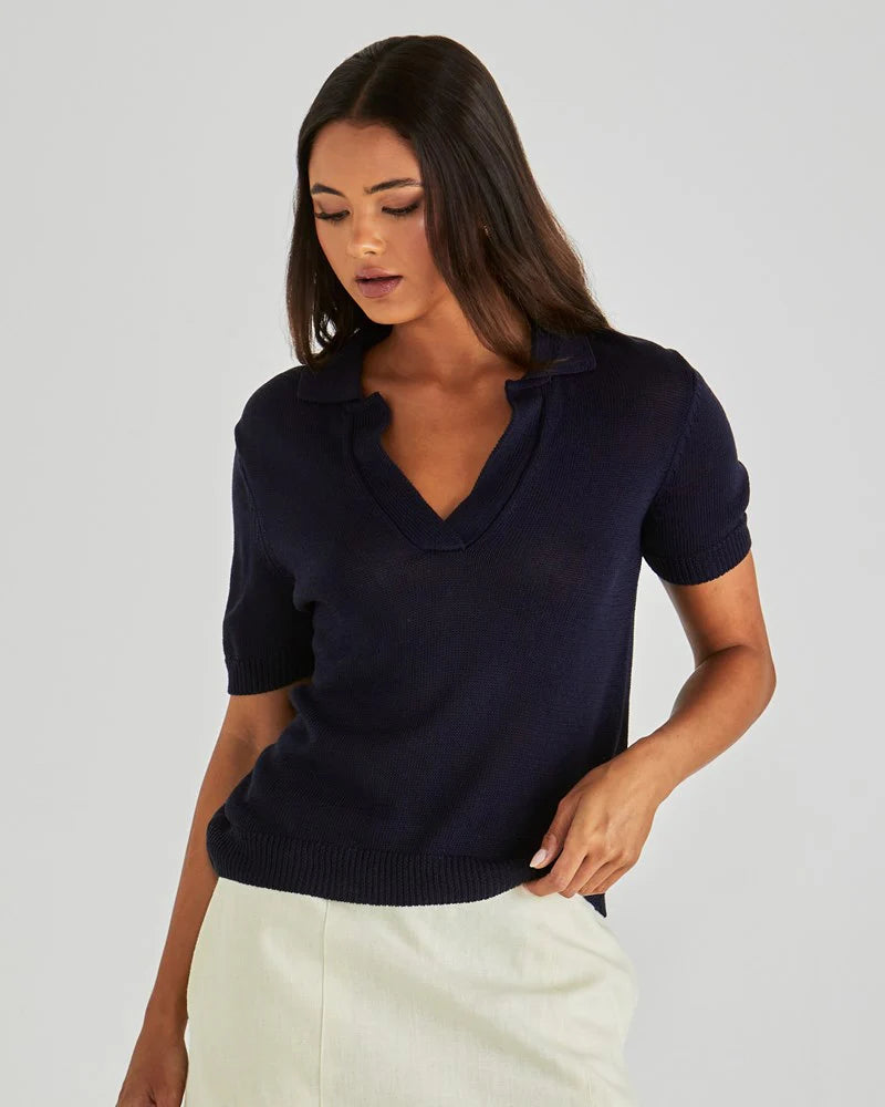 Abbie Knit Polo / Navy