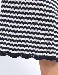 Rosie Stripe Skirt - Navy/White