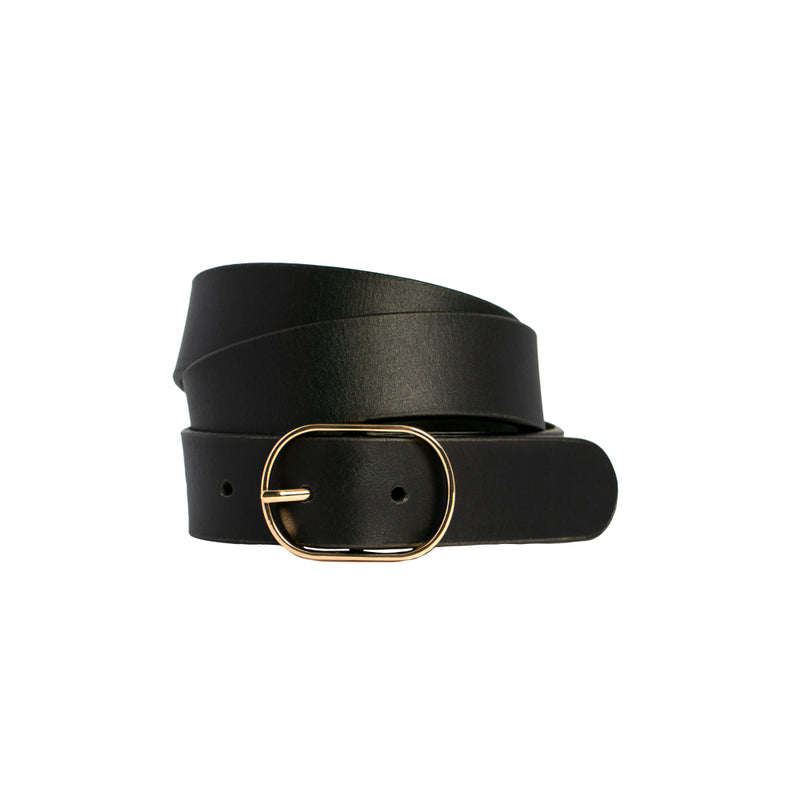 Marla black leather belt