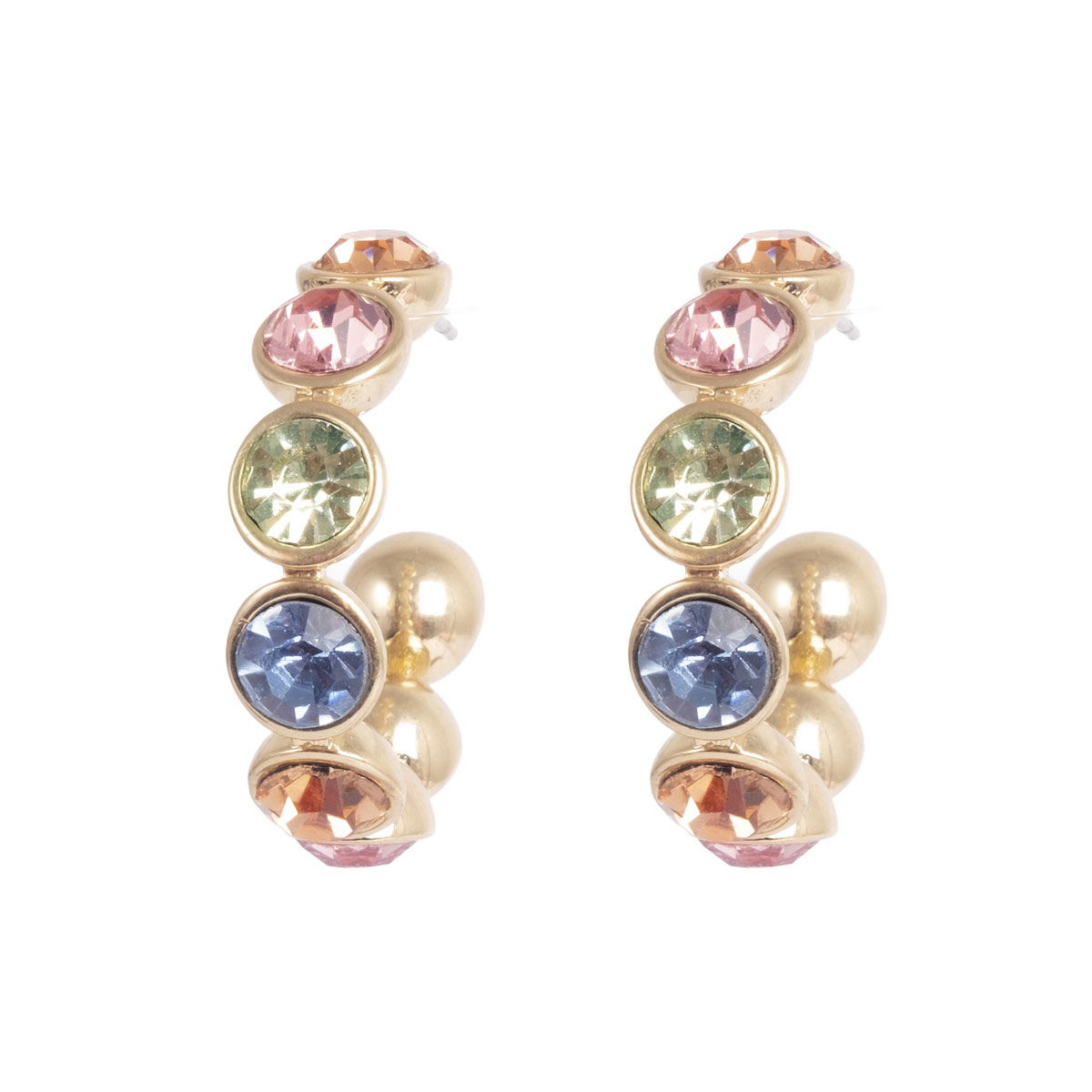 Vibrant Multicolour Big 30mm Creol Earring - Gold