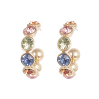 Vibrant Multicolour Big 30mm Creol Earring - Gold