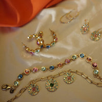 Vibrant Multicolour Big 30mm Creol Earring - Gold