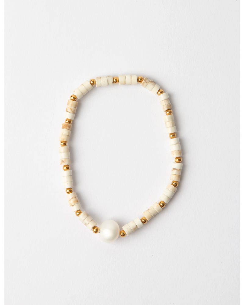 Howlite With Pearl Bracelet - White