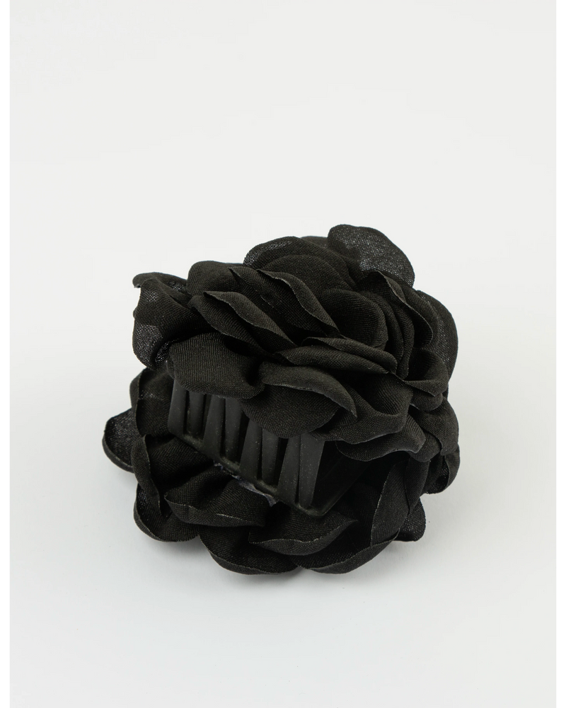 Hair Claw Fabric Rose - Black