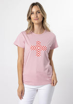 T-Shirt Red Chevron Cross - Blush