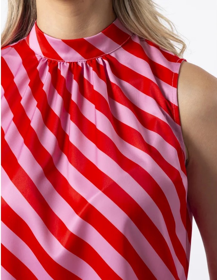 Jenna Top - Pink & Red Stripe