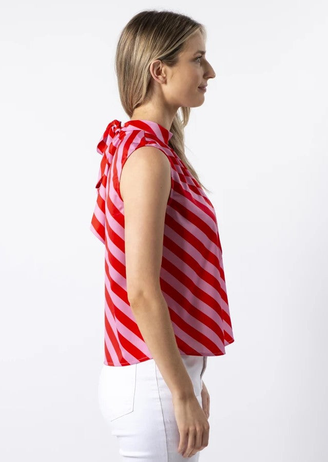 Jenna Top - Pink & Red Stripe