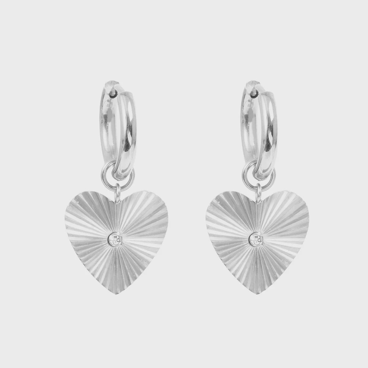 1046-0201 Pure Steel Earring Creol Heart Drop - Silver
