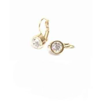 1046-0046 Earring - Steel Gold - Crystal Circle.*