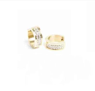 1046-0070 Earring - Steel Gold - Crystal*