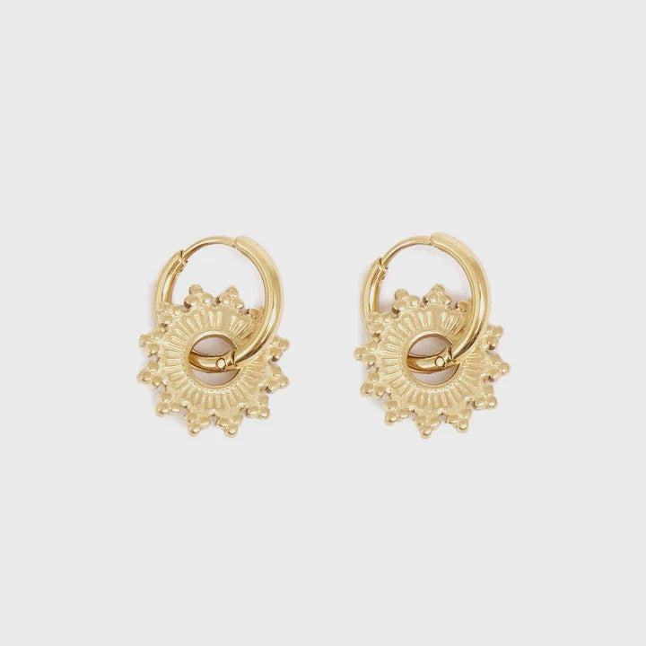 1047-0031 Pure Steel Earring - Gold Sun