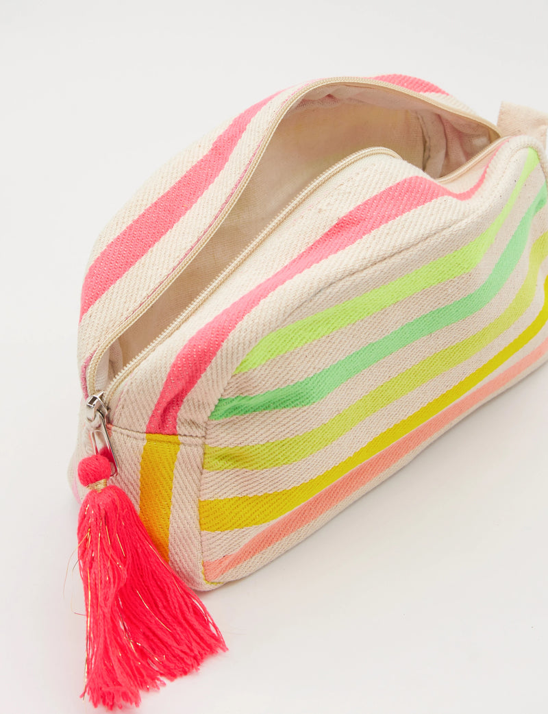 Cosmetic Bag - Coloured Stripes w/ Tassle