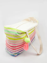 Shopper Bag - Coloured Stripes w/ Pompom & Tassle