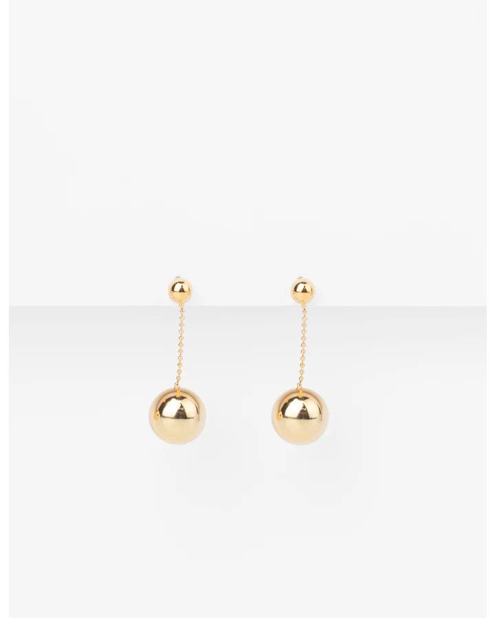 Earrings Gold Chain with Ball Pendant