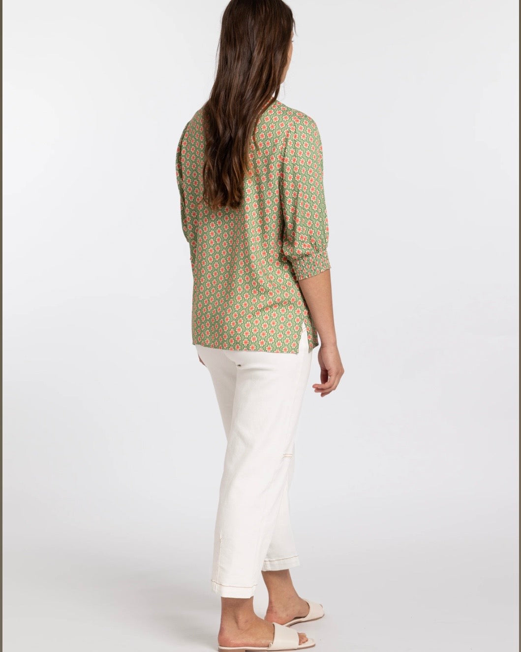 Finley Top - Green & Pink Print