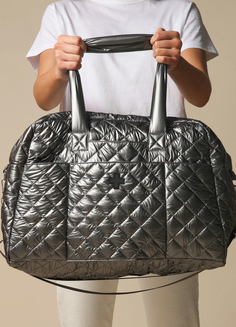 Quilted Overnight Bag - Gunmetal