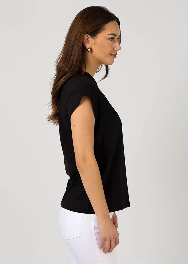 Cuff Sleeve TShirt - Black Paris