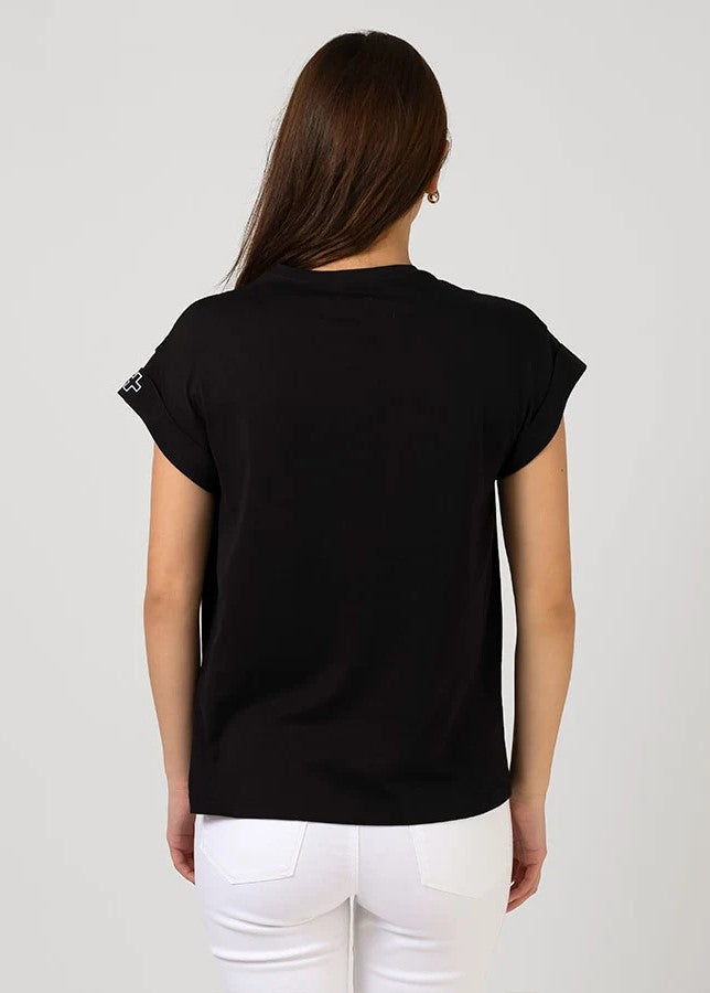 Cuff Sleeve TShirt - Black Paris