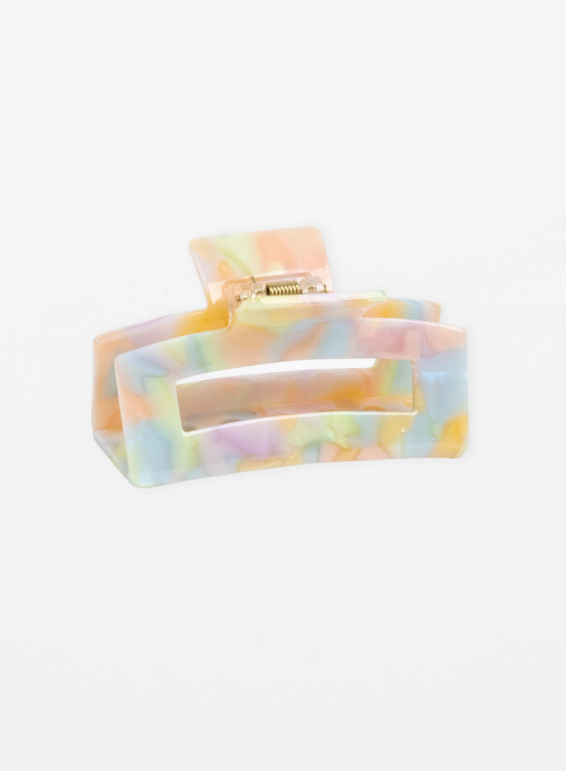 Oblong Hair Claw - Pastel Rainbow