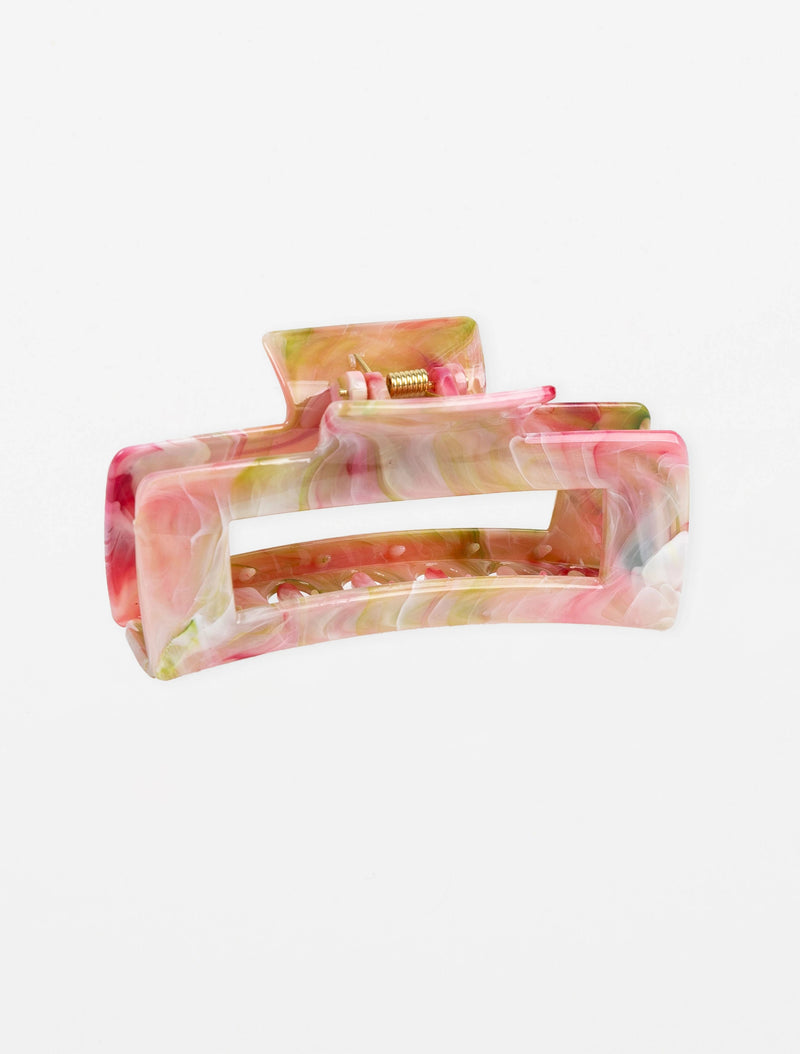 Oblong Hair Claw - Marble Pink