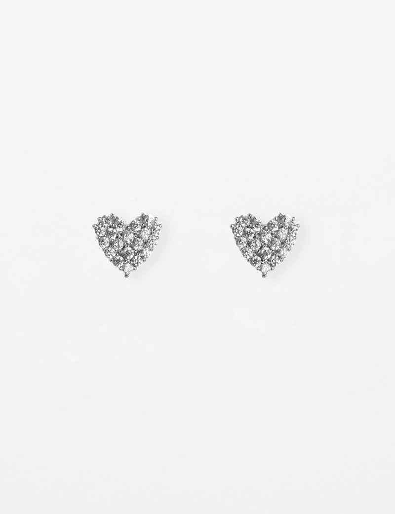 Earrings Crystal Heart - Silver