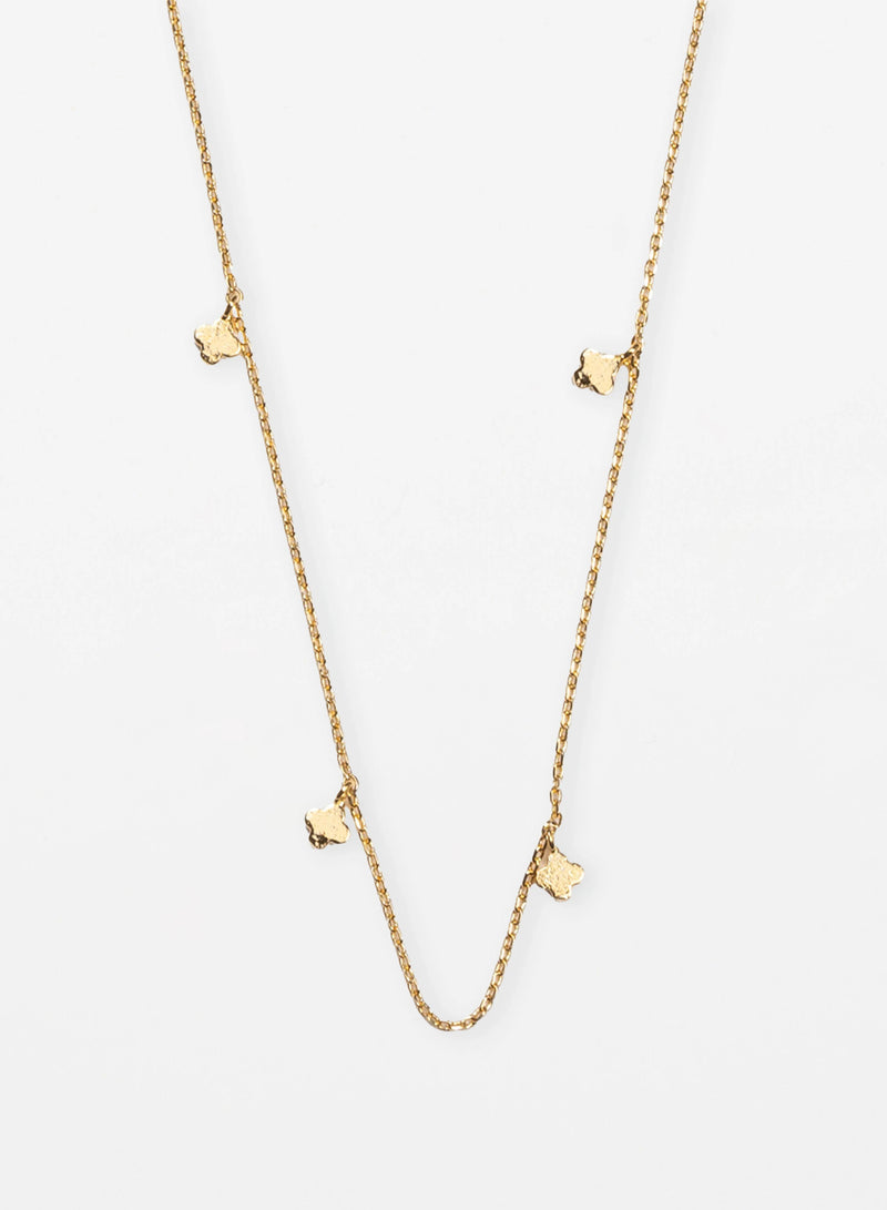 Necklace Chain With Solid Flowers - Gold