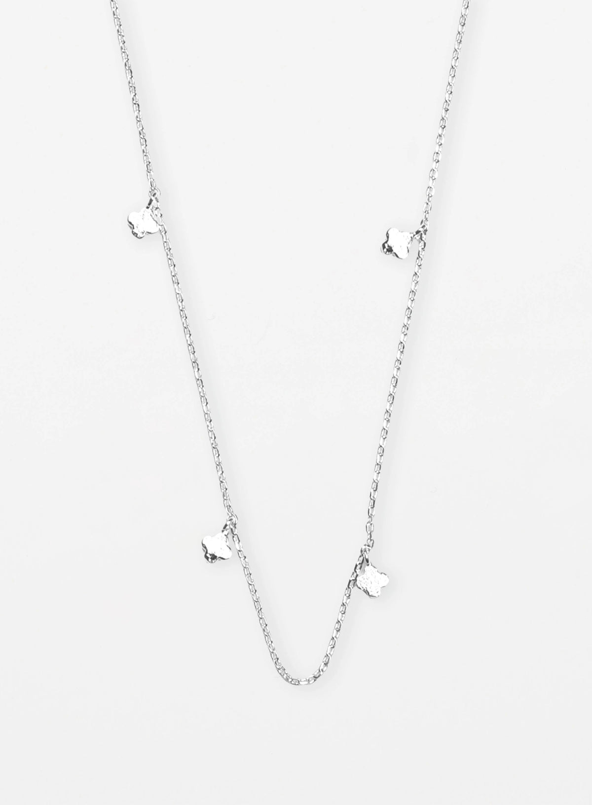 Necklace Chain With Solid Flowers - Silver