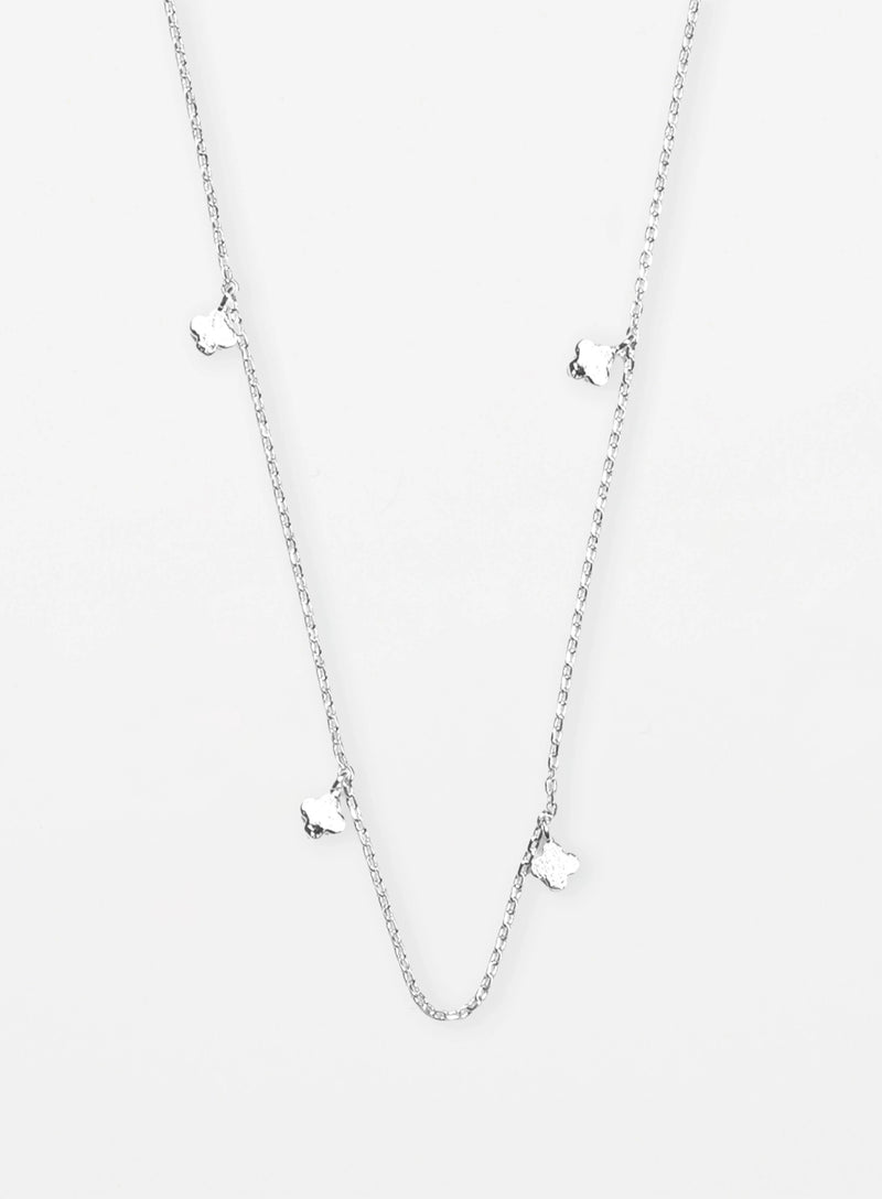 Necklace Chain With Solid Flowers - Silver