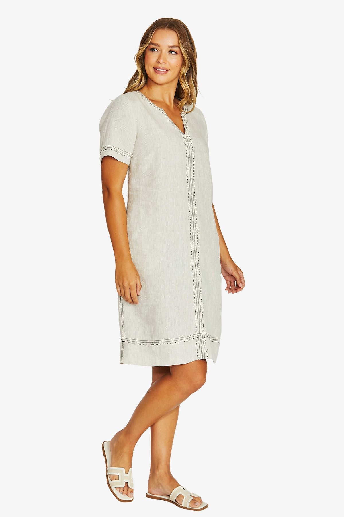 Tack Stitch Dress / Nat Flax