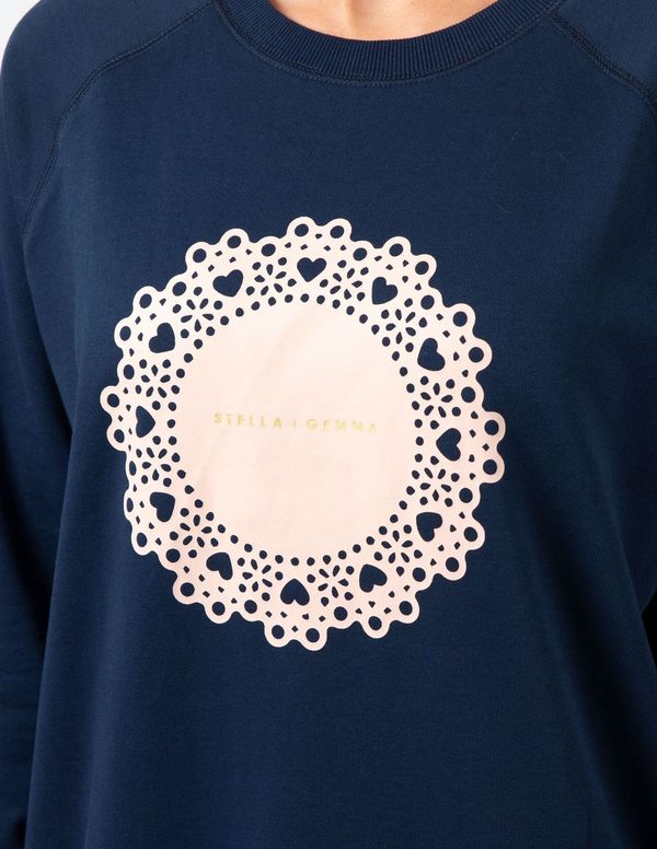 Classic Sweater - Navy with Blush Doily