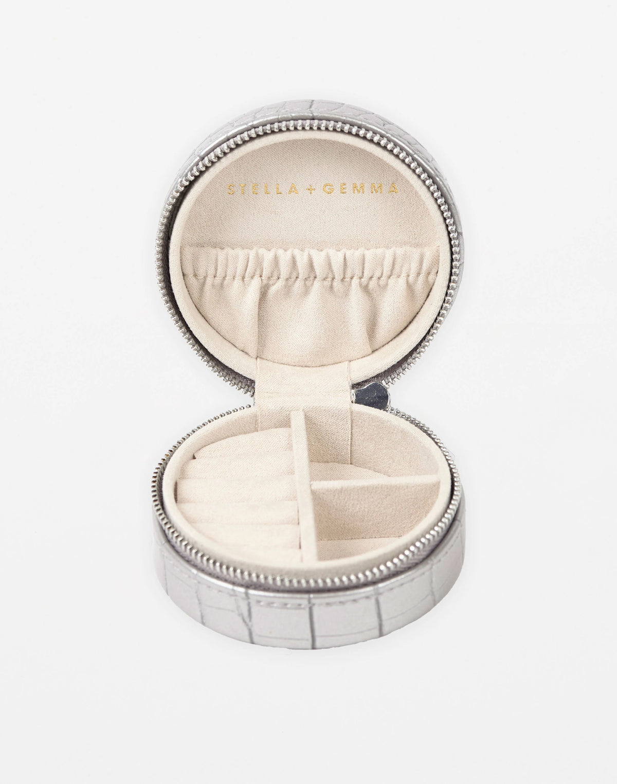 Jewel Box - Silver Croc Small Round