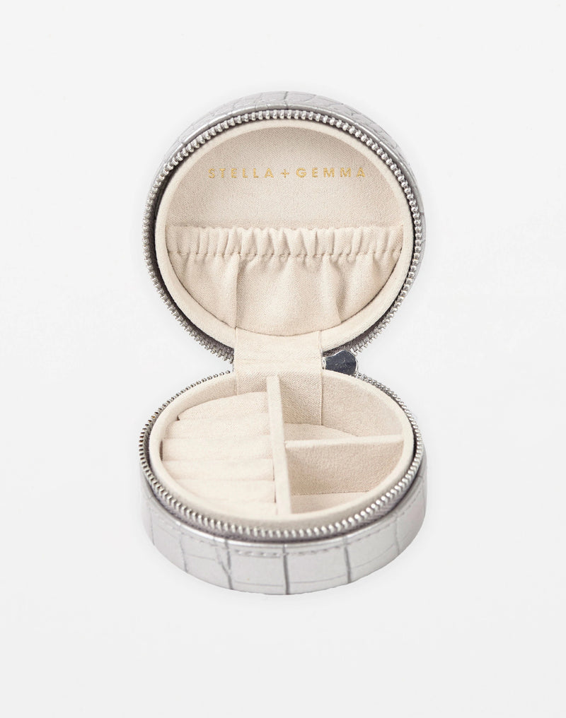 Jewel Box - Silver Croc Small Round