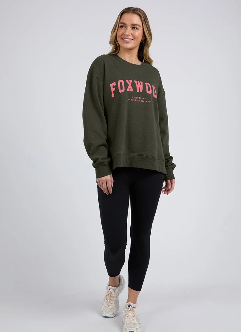 Interval Crew - Dark Khaki with Coral