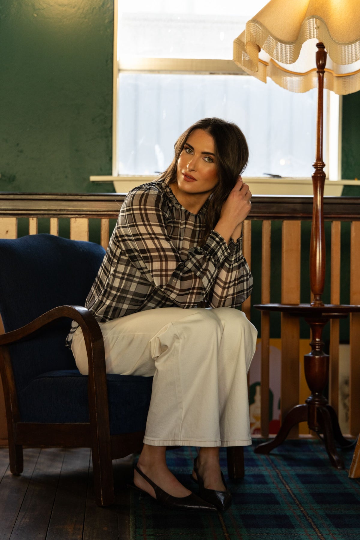 Honey Combe Blouse / Black Lurex Check