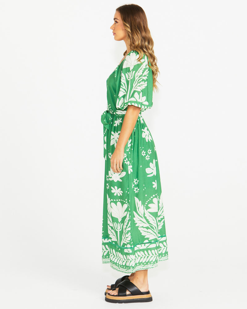 Lyndel Dress - Green Floral