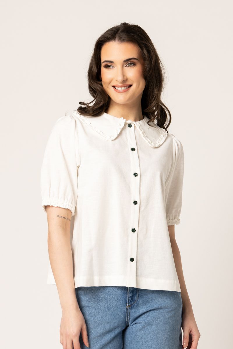 Whimsical Shirt / White Linen Blend