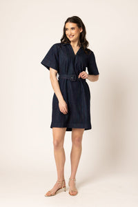 Denim Mini Dress / Colourful Stripe
