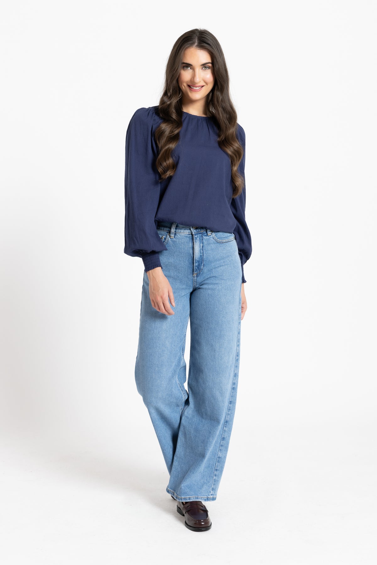 Honeycombe Blouse - Ink Stripe