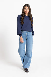 Honeycombe Blouse - Ink Stripe